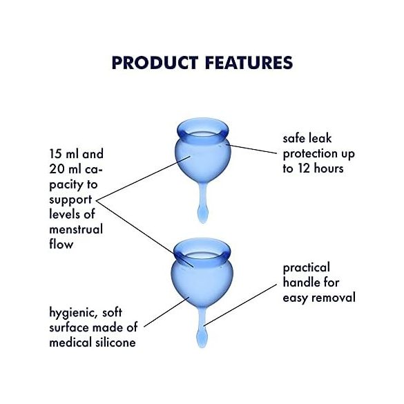 Intimkehely 2db-os szett tárolózsákkal - Satisfyer Feel Good kék