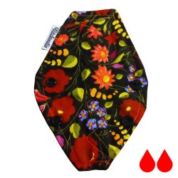 Fekete alapon virágok tanga mosható betét 18cm - eü